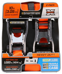 SmartStrap 340 Tie-Down, 1-1/4 in W, 10 ft L, Polyester, Orange, 1000 lb, S-Hook End Fitting, Steel End Fitting