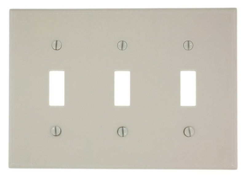 Leviton 000-78011-000 Wallplate, 4-1/2 in L, 2-3/4 in W, 3 -Gang, Thermoset, Light Almond, Smooth