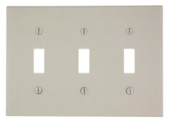 Leviton 000-78011-000 Wallplate, 4-1/2 in L, 2-3/4 in W, 3 -Gang, Thermoset, Light Almond, Smooth