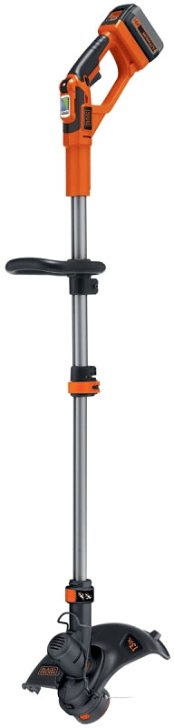 Black+Decker LST136 String Trimmer, 1.5 Ah, 40 V Battery, Lithium-Ion Battery, 1-Speed, 52 in L Shaft