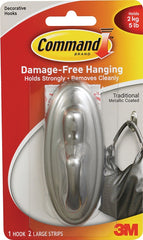 Command 17053BN Decorative Hook, 5 lb, 1-Hook, Plastic, Silver, Brushed Nickel