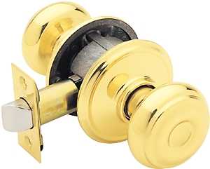 Schlage Georgian Series F10VGEO605 Passage Knob, Knob Handle, Metal, Bright Brass, 2-3/8, 2-3/4 in Backset
