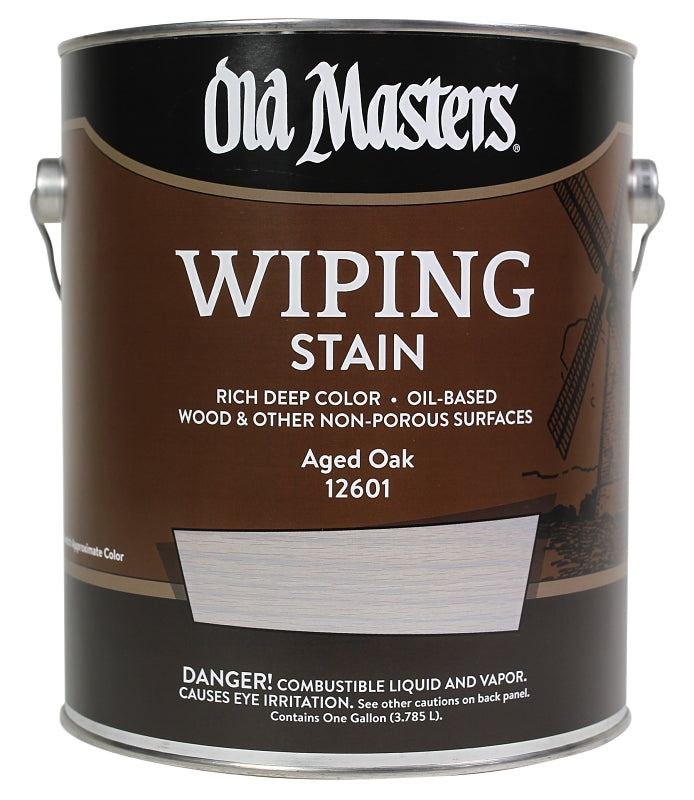 Old Masters 12601 Wiping Stain, Aged Oak, Liquid, 1 gal, Can