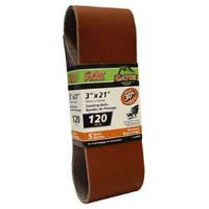 Gator 7010-012 Sanding Belt, 3 in W, 21 in L, 120 Grit, Fine, Aluminum Oxide Abrasive