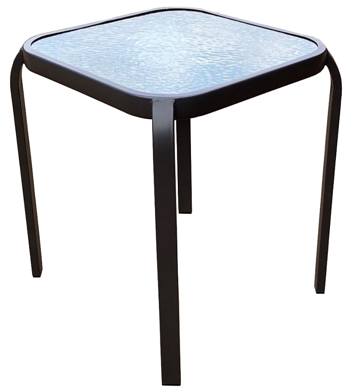 Seasonal Trends 50617 Side Table, 16 in W, 5 mm D, 18 in H, Steel Frame, Square Table, Glass/Steel Table