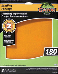 Gator 7265-012 Sanding Sheet, 11 in L, 9 in W, 180 Grit, Aluminum Oxide Abrasive