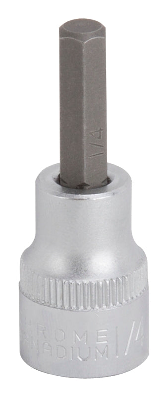 Vulcan Fractional Hex Bit Socket, Chrome, 1/4 in, 3/8 in Drive, 1-7/8 in OAL