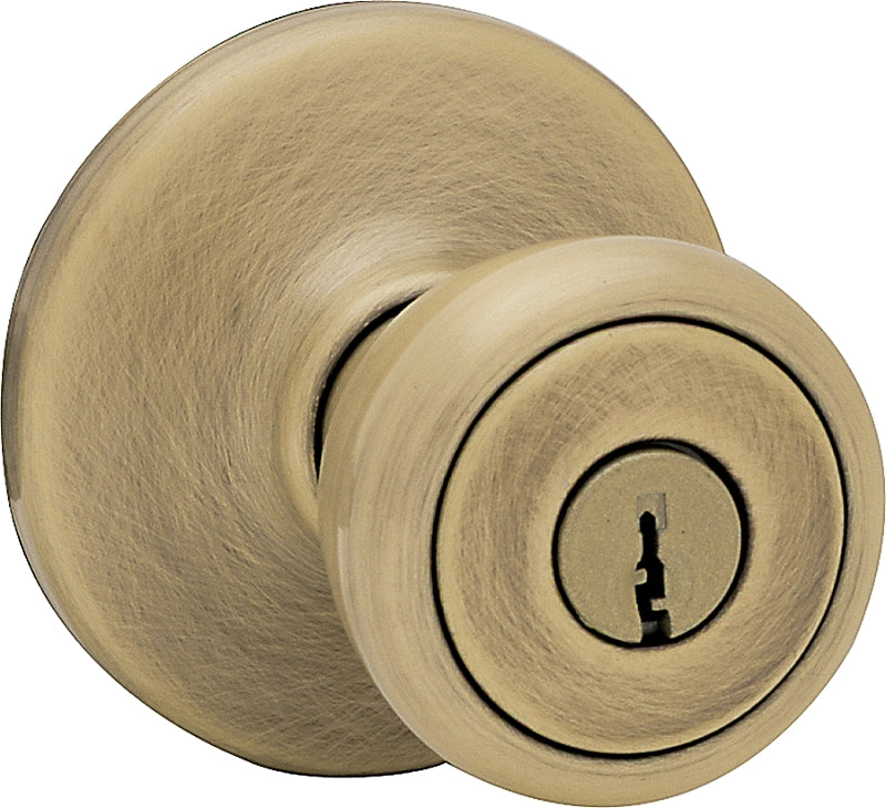 Kwikset 400T5CPK6 Entry Knob Set, Antique Brass, K6 Keyway, 3 Grade
