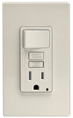 Leviton C96-GFSW1-00T Combination Switch, 2 -Pole, 15 A, 125 V, Light Almond