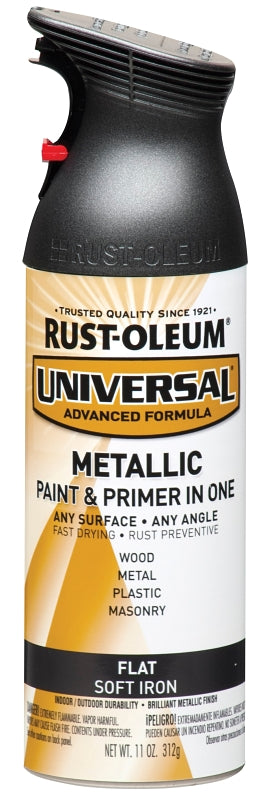 Universal 271473 Spray Paint, Flat/Metallic, Iron, 11 oz, Can