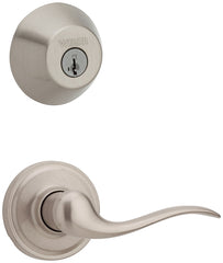 Weiser Toluca x Deadbolt Series 9GSL74810-001 Combo Lever Deadbolt, Combo Packs Lock, Traditional Design, Satin Nickel