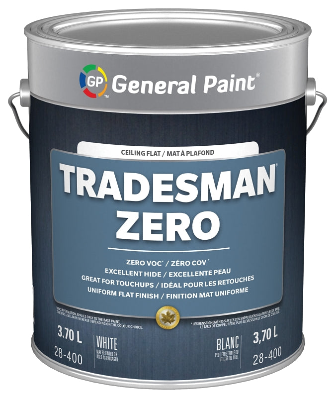 General Paint GE0028400-16 Interior Paint, Flat Sheen, White, 1 gal, 290 to 390 sq-ft Coverage Area