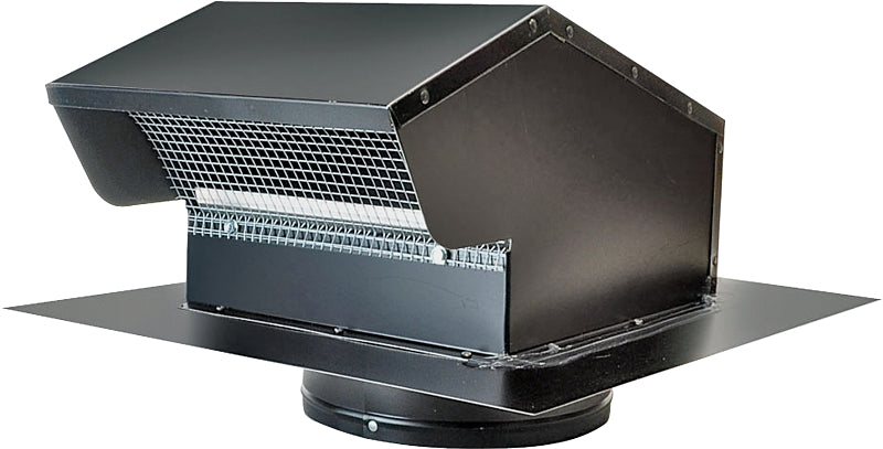 Master Flow GNV7BL Goose Neck Ventilator, 14-3/4 in W, Galvanized Steel, Black