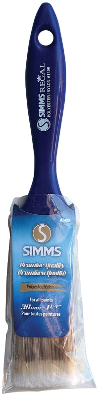 Simms 1400-30 Paint Brush, 1-1/4 in W, Flat Brush, 2-1/4 in L Bristle, Nylon/Polyester Bristle