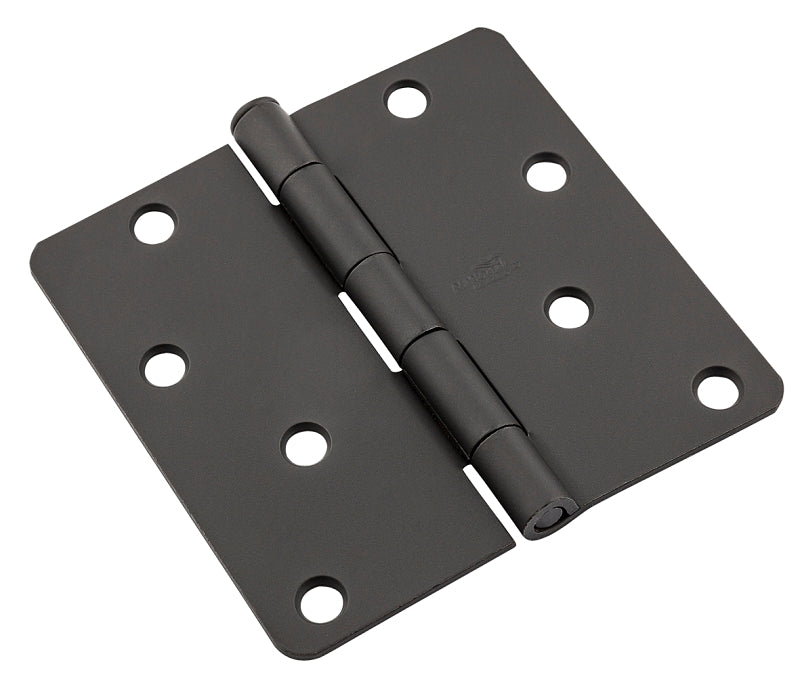 National Hardware 512 Series N830-432 Door Butt Hinge, 4 in H Frame Leaf, 0.08 ga Thick Frame Leaf, Steel, Removable Pin