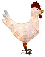 Hometown Holidays 58705 Pre-Lit 3D Rooster, Mesh, White, Mini Bulb, Internal Light/Music: Internal Light