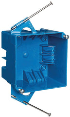 Carlon B432A-UPC Outlet Box, 2-Gang, Thermoplastic, Blue, Captive Nail Mounting