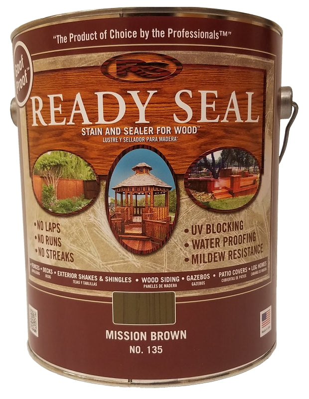 Ready Seal 135 Exterior Wood Stain, Flat, Mission Brown, Liquid, 1 gal