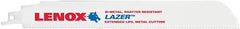 Lenox LAZER 24905T9110R Reciprocating Saw Blade, 1 in W, 9 in L, 10 TPI, HSS Cutting Edge