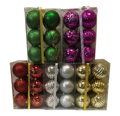Hometown Holidays 99917 Decorated Ball Ornament, 80 mm H, PVC, Blue/Gold/Green/Purple/Red/Silver