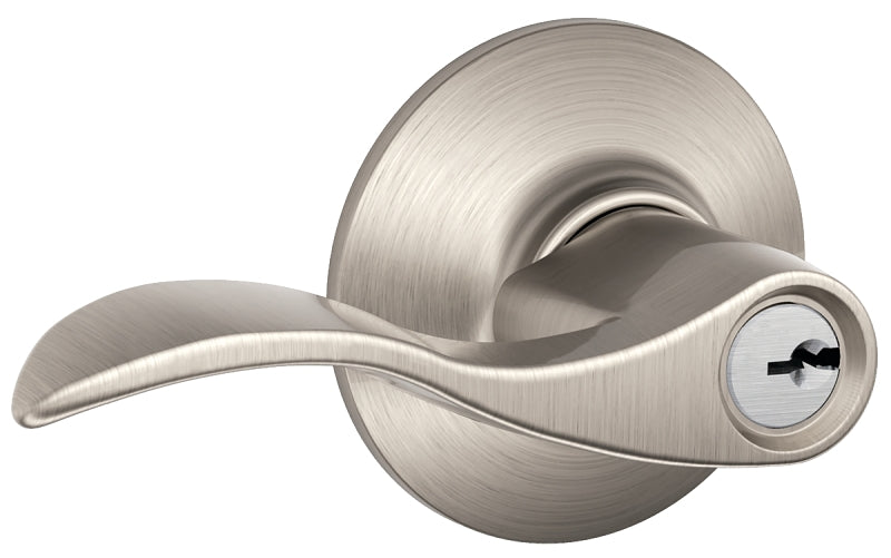 Schlage Accent Series F51A V ACC 619 Entry Door Handleset Lockset, Mechanical Lock, Satin Nickel, Lever Handle, Metal