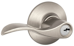 Schlage Accent Series F51A V ACC 619 Entry Door Handleset Lockset, Mechanical Lock, Satin Nickel, Lever Handle, Metal