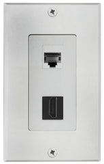 Zenith VW3001HDE2E HDMI and Ethernet Wallplate, 7-1/2 in L, 3-3/4 in W, 1 -Gang, Plastic, White, Flush Mounting