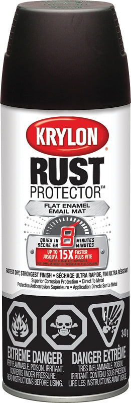 Krylon Rust Protector 469036000 Rust Preventative Spray Paint, Flat, Brown, 12 oz, Can