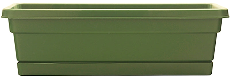 Southern Patio Rolled Rim WB2412OG Window Box Planter, 8 in W, 23-3/4 in D, Dynamic Design, Polyresin, Olive Green