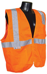 Radwear SV2ZOM-XL Economical Safety Vest, XL, Unisex, Fits to Chest Size: 28 in, Polyester, Orange/Silver, Zipper