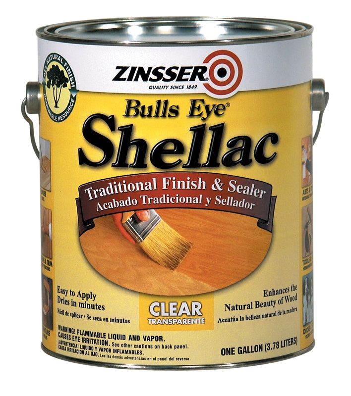 Zinsser 00301 Shellac, Mid-Tone, Clear, Liquid, 1 gal, Can