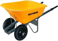 True Temper RP6DW8 Wheelbarrow with Dual Wheels, 6 cu-ft Volume, Poly, 2-Wheel, Comfort-Grip Handle