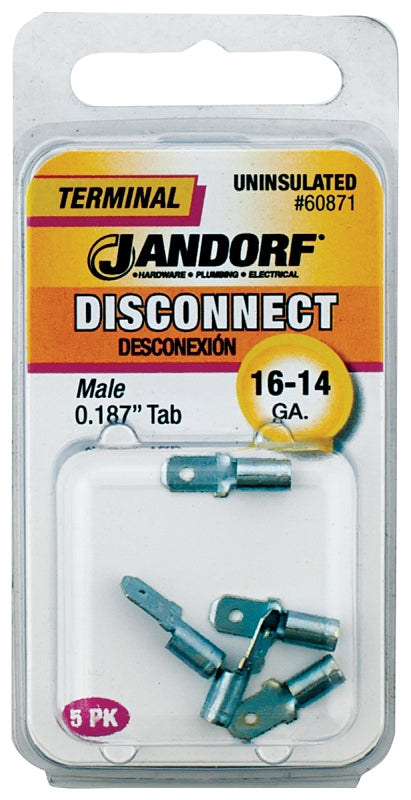 Jandorf 60871 Disconnect Terminal, 16 to 14 AWG Wire, Copper Contact