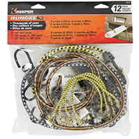 Keeper 06313 Bungee Cord, Steel End, Rubber, Hook End, 12/PK