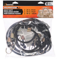 Keeper 06356 Bungee Cord, Rubber, Hook End, 6/PK