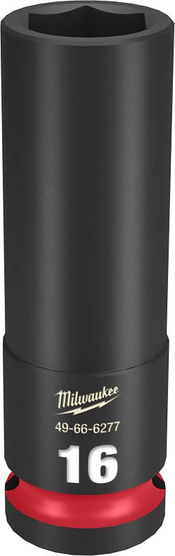 Milwaukee SHOCKWAVE Impact Duty Series 49-66-6277 Deep Impact Socket, 16 mm Socket, 1/2 in Drive, Square Drive, 6-Point