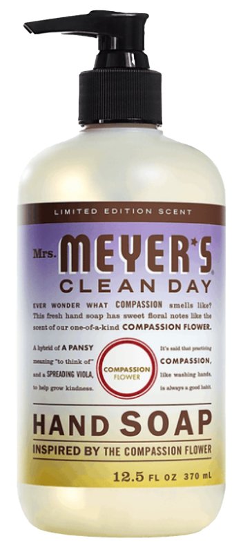 Mrs. Meyer's Clean Day 11306 Hand Soap, Liquid, Compassion Flower, 12.5 fl-oz Bottle