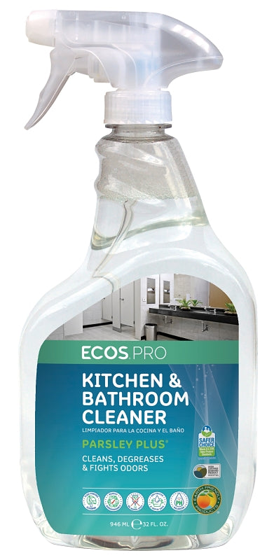 Ecos PL9746/6 Kitchen and Bathroom Cleaner, 32 oz, Bottle, Liquid, Parsley, Water White