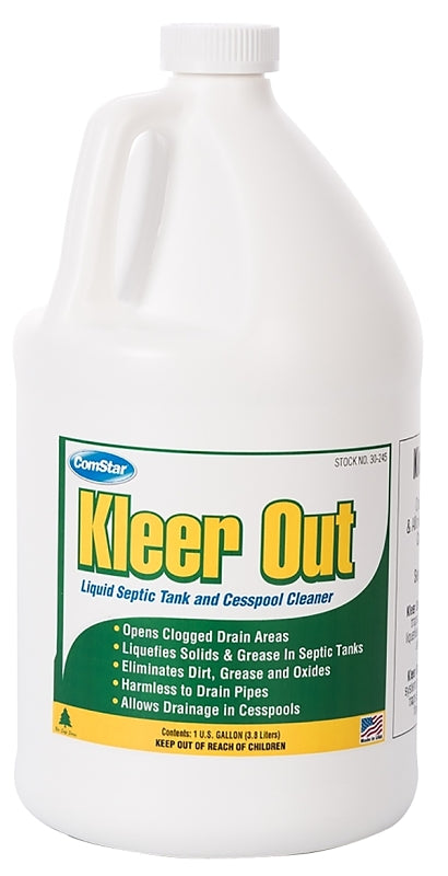 ComStar Kleer Out Series 30-245 Septic Tank Cleaner, Liquid, Clear, Odorless, 1 gal Bottle
