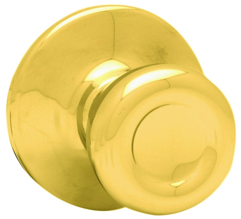 Kwikset 200T 3CPRCLRCS Passage Door Lockset, Knob Handle, Metal, Polished Brass, 2-3/8 to 2-3/4 in Backset