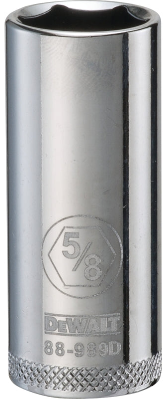 DeWALT DWMT88989OSP Drive Socket, 5/8 in Socket, 3/8 in Drive, 6-Point, Vanadium Steel, Polished Chrome