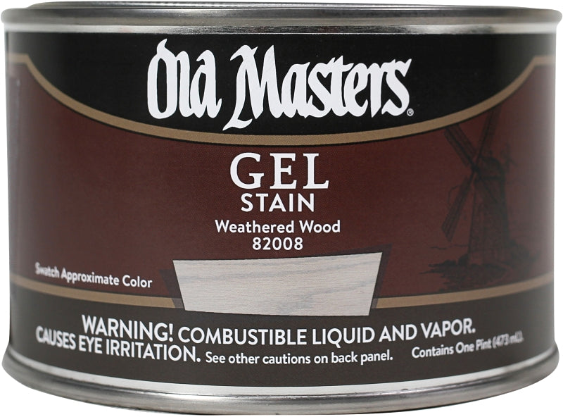 Old Masters 82008 Gel Stain, Weathered Wood, Liquid, 1 pt