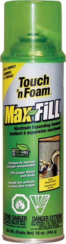 Touch 'n Foam Max Fill 7565000129 Triple Expanding Sealant, Amber, 16 oz Aerosol Can