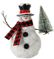 Santas Forest 89812 Snowman w/Stick Arms, 10.2 in H, Christmas, Resin, White/Red