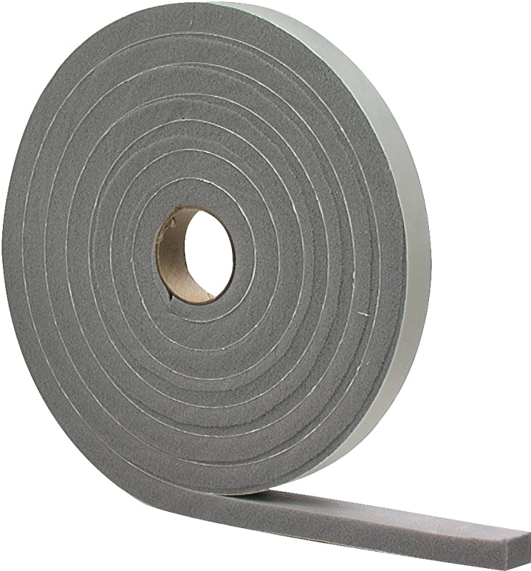 M-D 02238 Foam Tape, 1/4 in W, 17 ft L, 1/8 in Thick, PVC, Gray