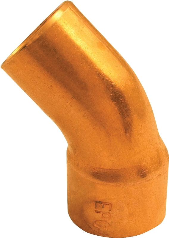 EPC 31202 Street Pipe Elbow, 3/4 in, Sweat x FTG, 45 deg Angle, Copper