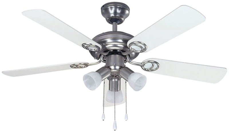 Canarm Jasper Series CF42JAS5BPT Ceiling Fan, 5-Blade, Walnut/White Blade, 42 in Sweep, 3-Speed