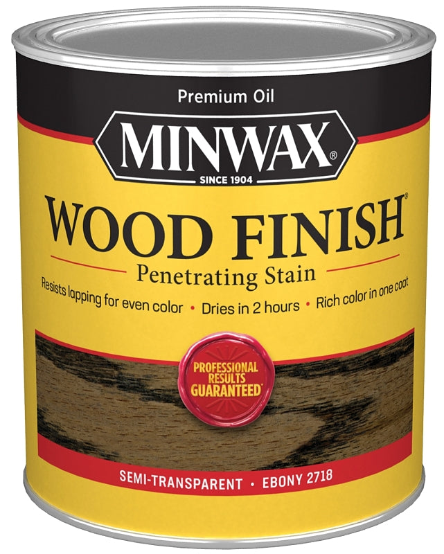 Minwax Wood Finish 70013444 Wood Stain, Ebony, Liquid, 1 qt, Can