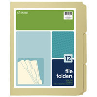 Top Flight 4611415 File Folder, 12 x 9-1/2 in Sheet, 12 Sheet, Plain Tab