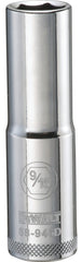 DeWALT DWMT88946OSP Drive Socket, 9/16 in Socket, 1/2 in Drive, 6-Point, Vanadium Steel, Polished Chrome